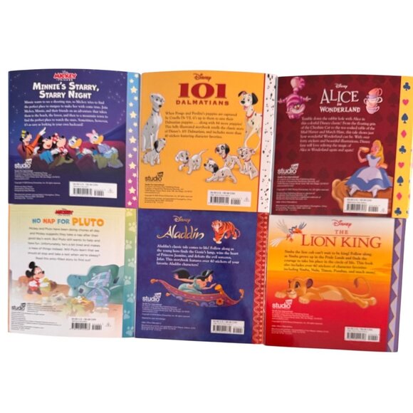 Disney Sticker Storybook Minnie Dalmatian Pluto Aladdin 40+ Stickers Lot of 6 - Picture 2 of 15